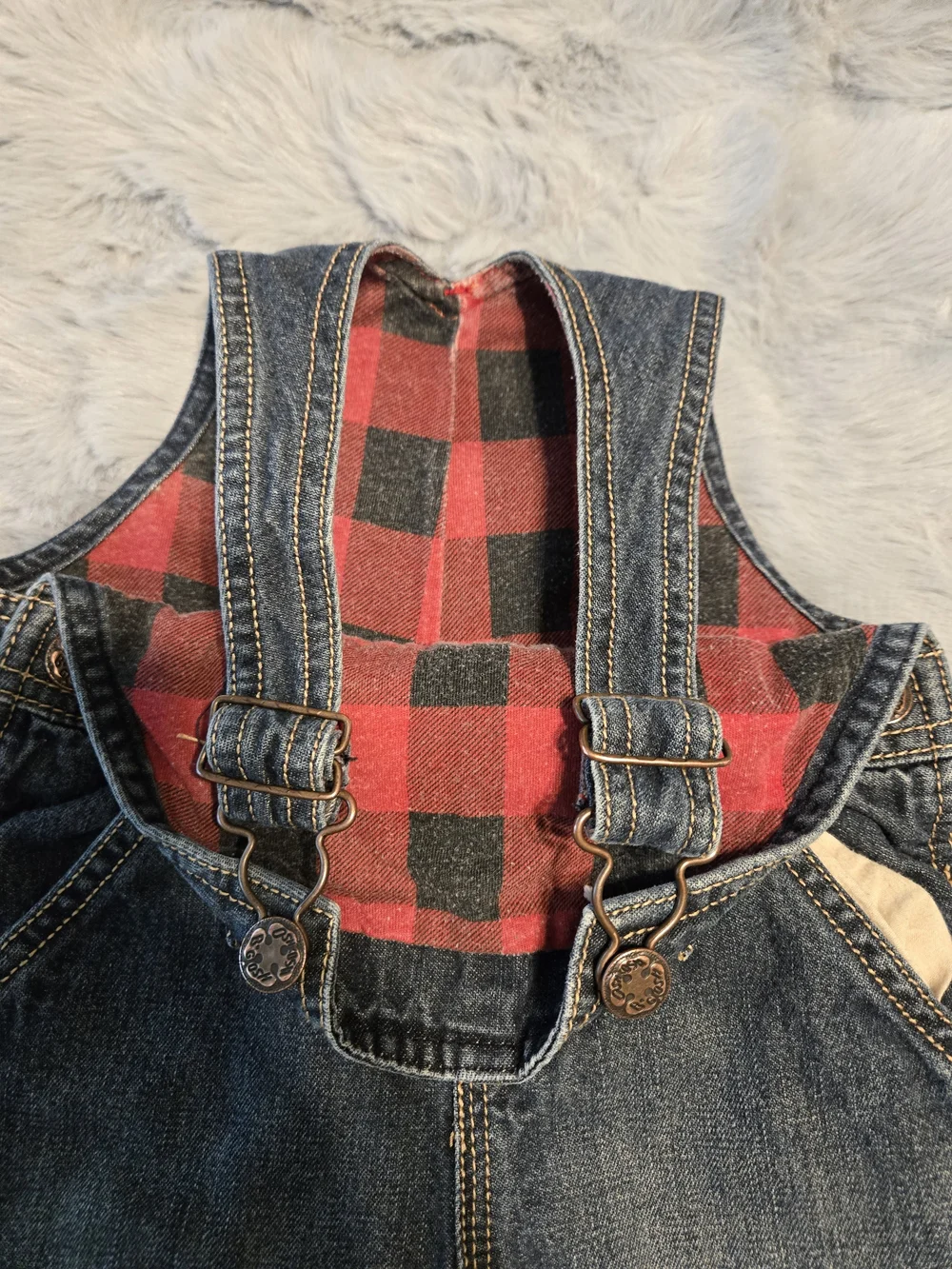 OshKosh B'gosh Flannel Lined Denim Carpenter Overalls 18M